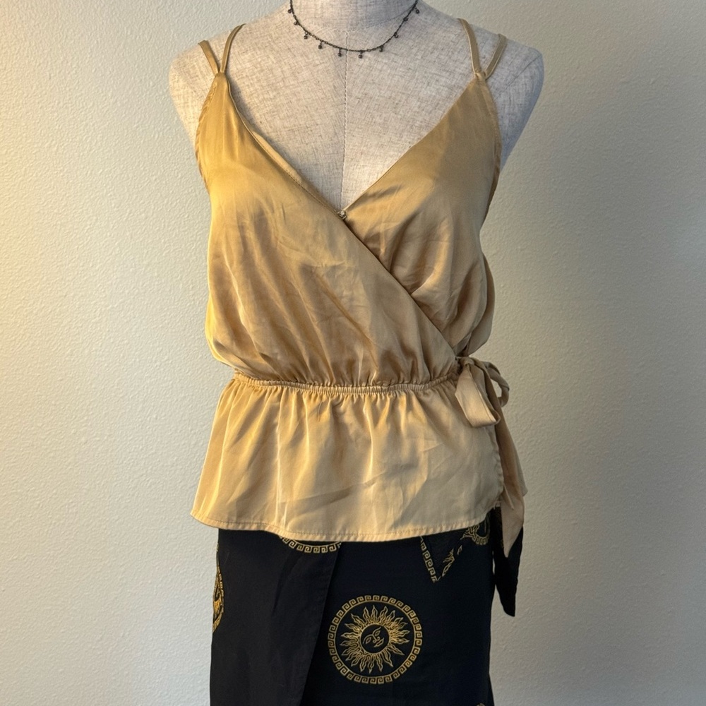 Elegant Gold Wrap Top